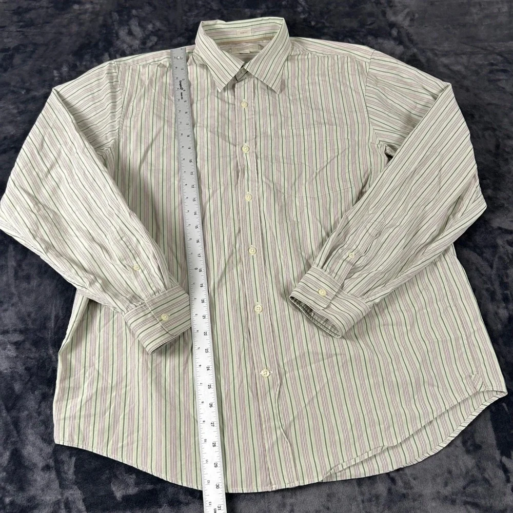 Banana‎ Republic Button Down Shirt Mens XL Green Striped Slim Fit Long Sleeve